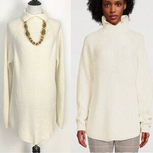 Theory Moving Rib 100% Cashmere Sweater Oversized Cream Sz L